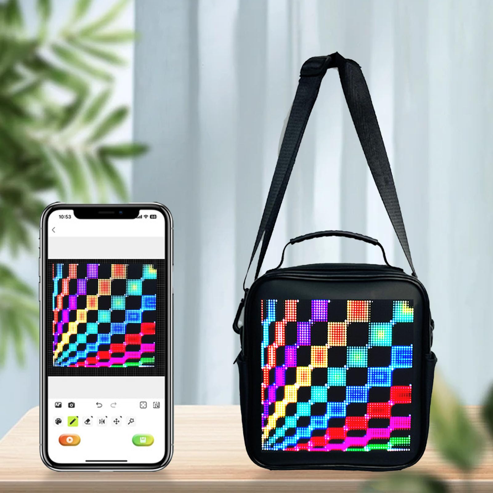 Fafeicy Bunter Rucksack mit Programmierbarem LED-Bildschirm, Intelligente -Steuerung, Laptop-Tagesrucksack für Partys, Karneval, Hip-Hop-Events