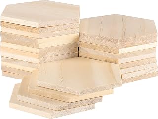 Exceart - 25 trozos hexagonales de madera de 9 cm, color blanco, maderas para manualidades
