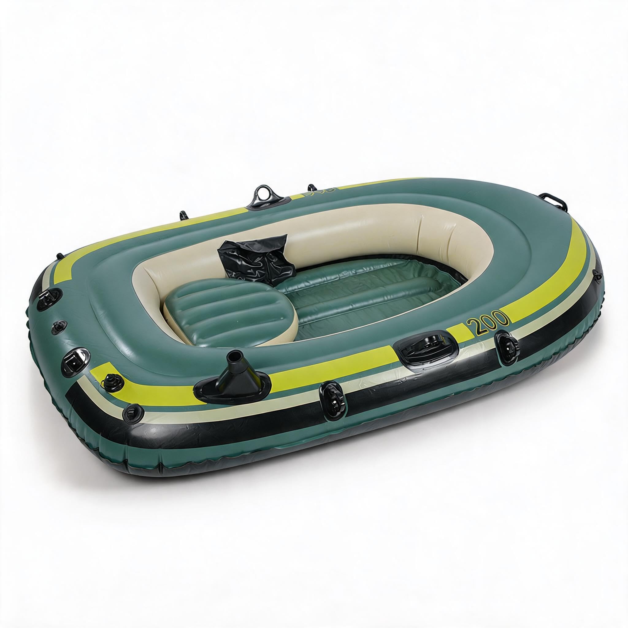 Bateau Gonflable en PVC, Bateau Pneumatique pour 2 Personnes avec Chambres à Air Indépendantes, Valve de Gonflage Rapide, pour la Pêche, L'aviron, la Dérive et la Plongée