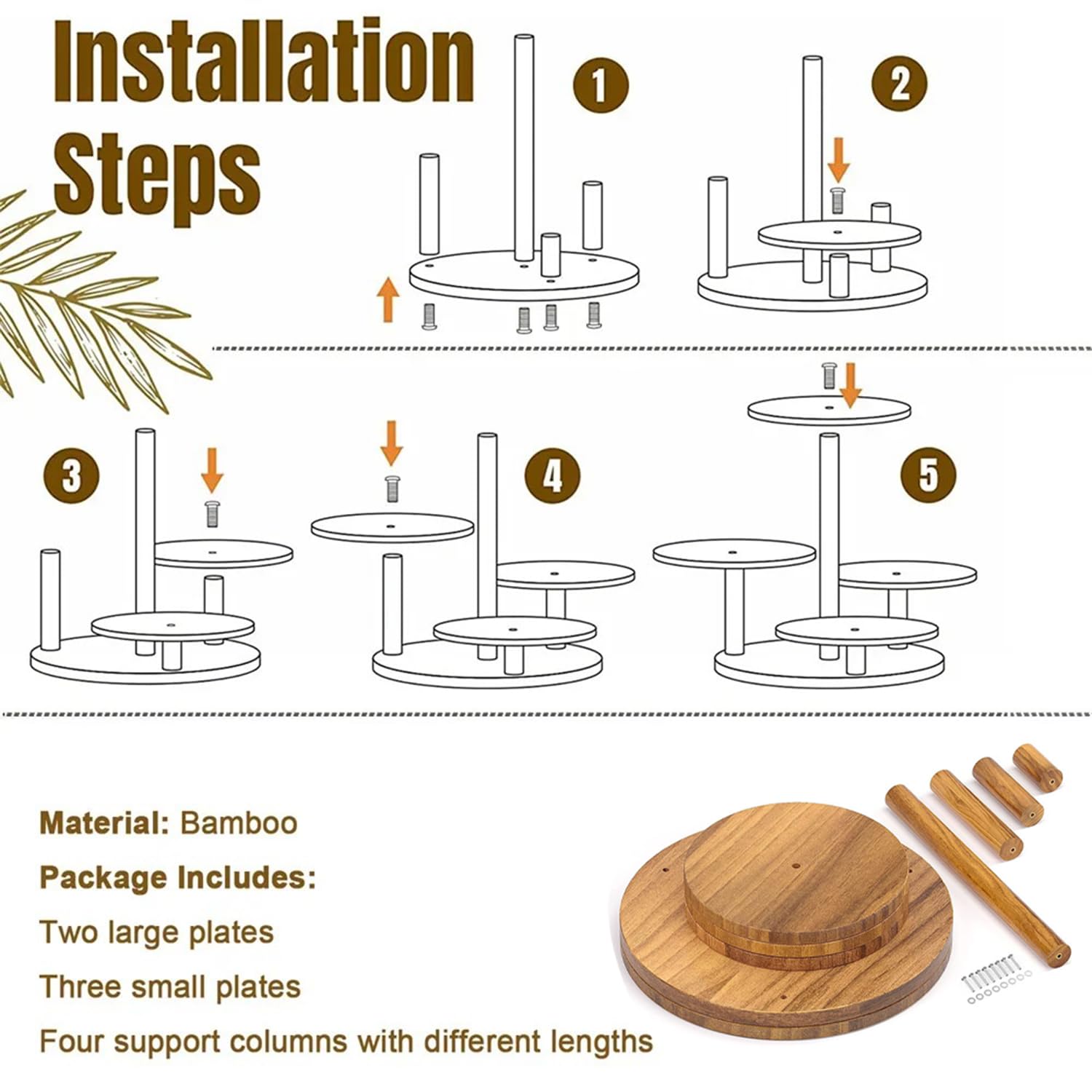 Altalena in legno a 3 ripiani per cupcake con piatto da portata pieghevole scaletta espositore per dessert, snack, frutta, torte, pane, centrotavola per feste, compleanni, matrimoni, baby shower (noce