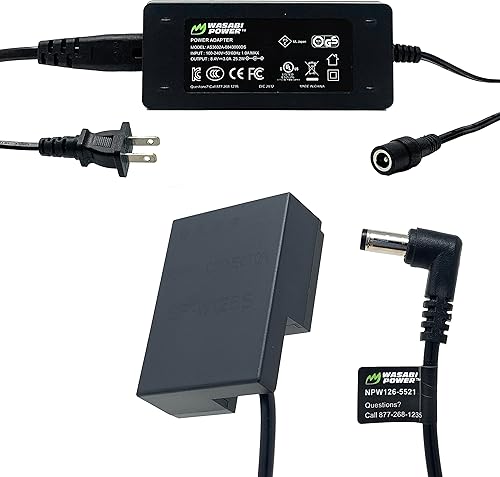 Wasabi Power DCC-NPW126 Acoplador de CC y adaptador de CA para Fujifilm NP-W126, NP-W126S y Fuji X-A2 A3 A5 A7 A10 X-E3 E4 H1 M1 X-Pro2 Pro3 X-S10