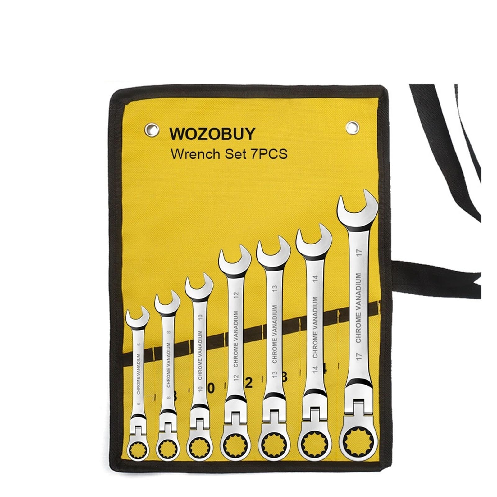 yanyaxm Ratcheting Wrench Set,Combination Spanner Kit, Chrome Vanadium Steel Hand Tools Socket Key Ratchet with Canvas Bag