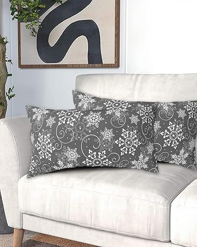 Miniatura 2 de Fundas de almohada clásicas de copo de nieve tamaño King, fundas de almohada suaves y decorativas de lujo para sofá lumbar con cierre de sobre,