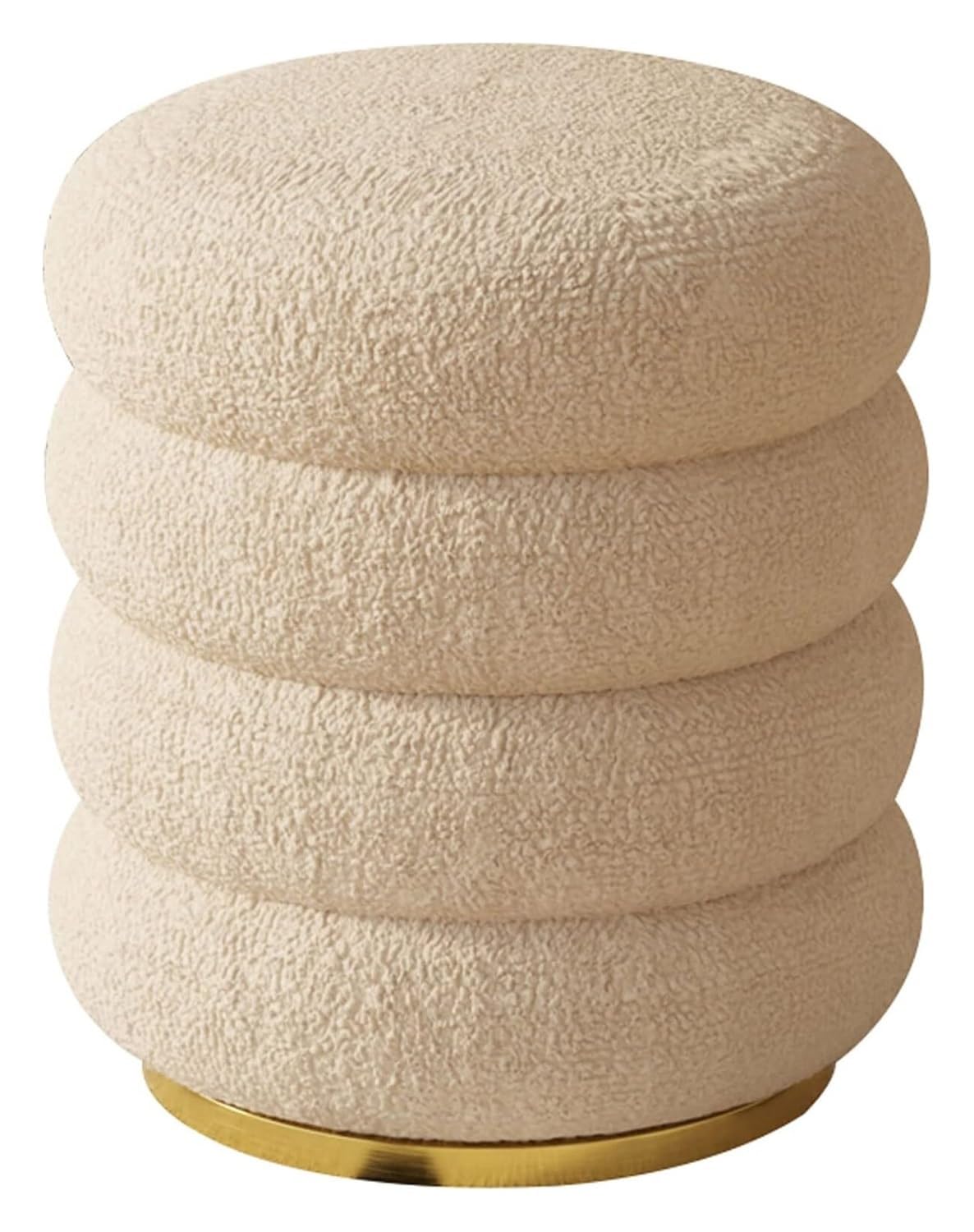 Tabouret de coiffeuse rembourré beige 40 x 43 cm avec base dorée