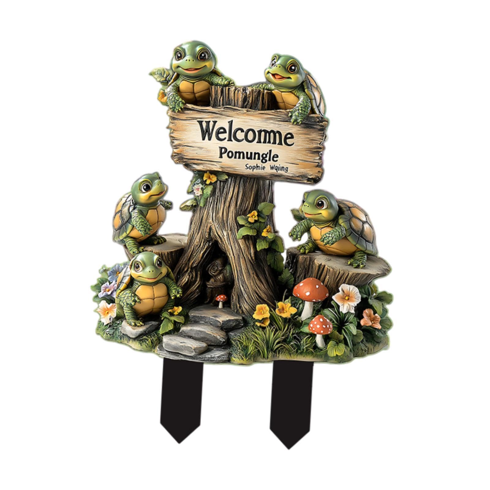 ATORSE Turtle Garden Stake 2D Art Crafts Creative Yard Sign for Outside Garden Path Style A Plaques & Signs-image-25