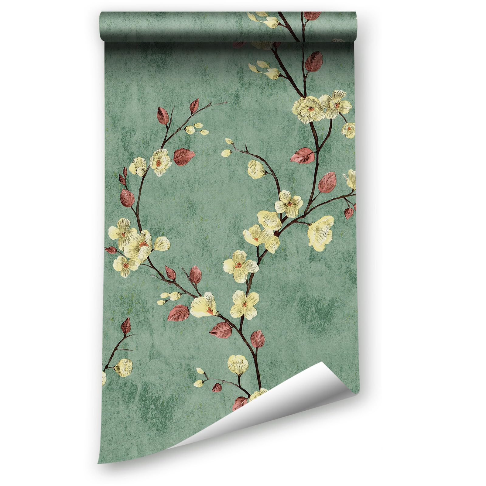 LZH-LP Peel and Stick Wallpaper Floral Plants Birds Butterflies Contact Paper, 44.5x400CM Removable Landscape Self-Adhesive Wallpaper Vinyl Film