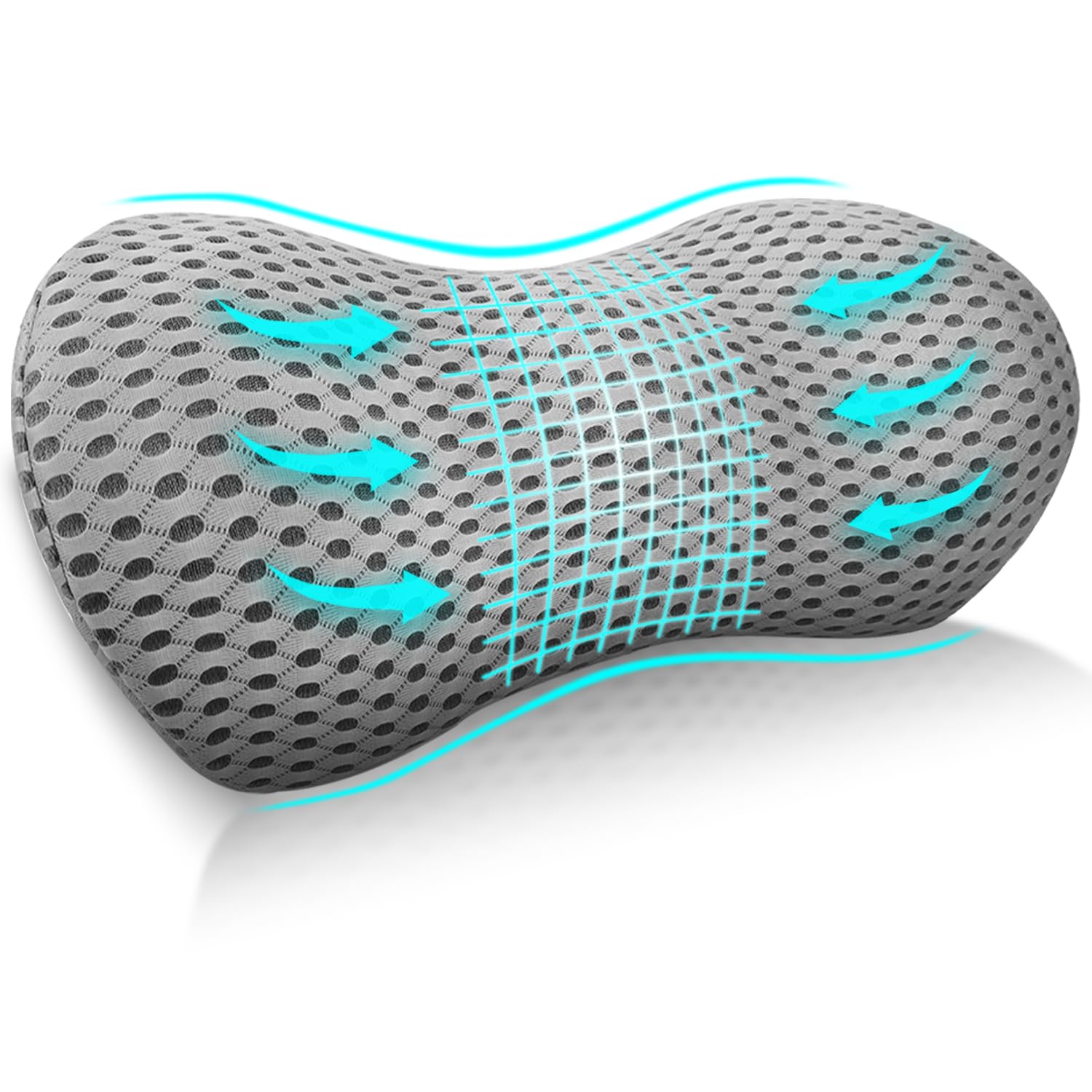 Cnwinu Lumbar Support Cushion,Memory Foam Back Support Cushion,Ergonomic Lower Back Supports Cushions,Suitable for Offices,Car Seats,and Back Supports Pillows During (Grey)