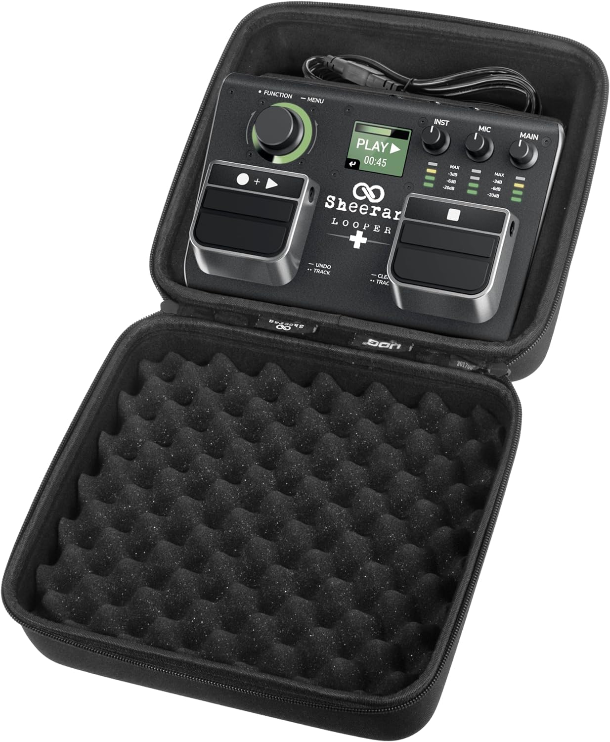 SHEERAN LOOPER + Dual Track Pedal für Gitarre, Bass, Keyboard, Vocals und mehr, mit 128 Loops Speicher, 4 Looping Modi, LED-Display und Audiointerface und Hardcase