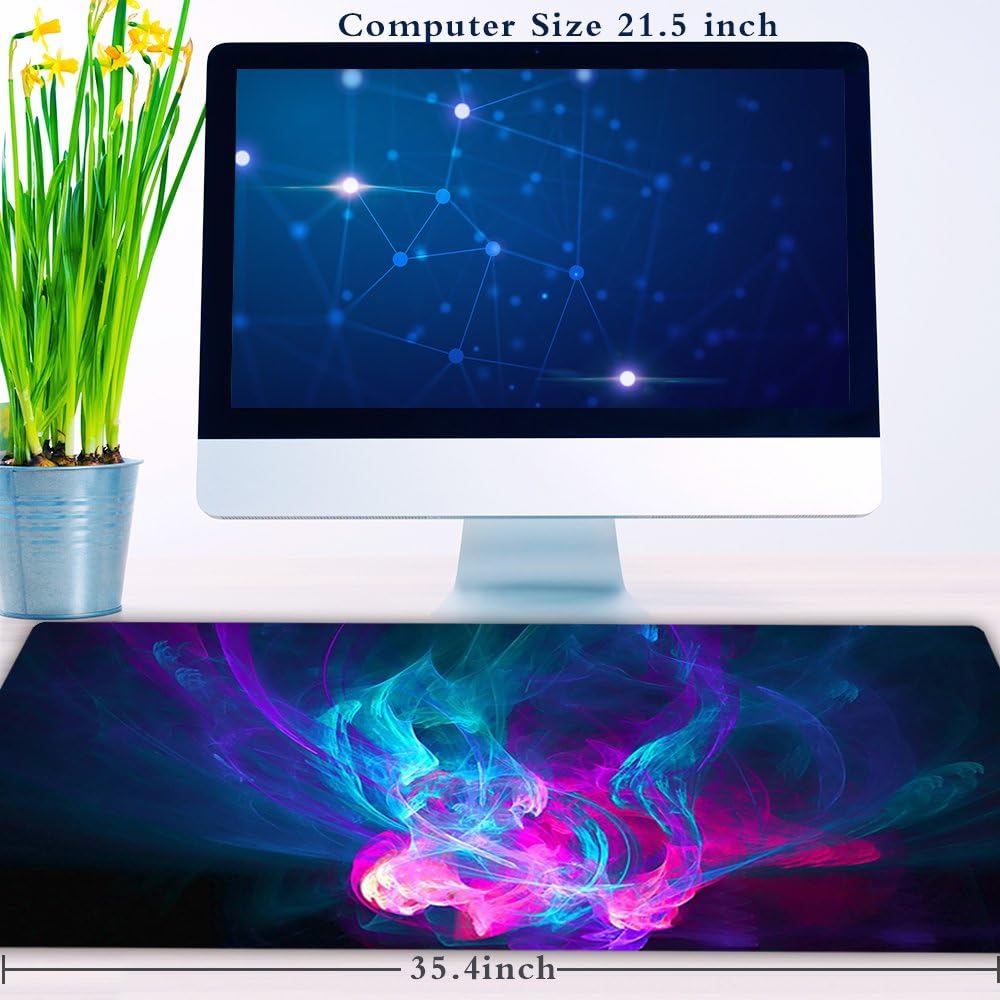 Large Gaming Mouse Pad XXL Extended Mat Desk Pad Mousepad Long Non-Slip Rubber Mice Pads Stitched Edges 35.4x15.7 (016xuancai)