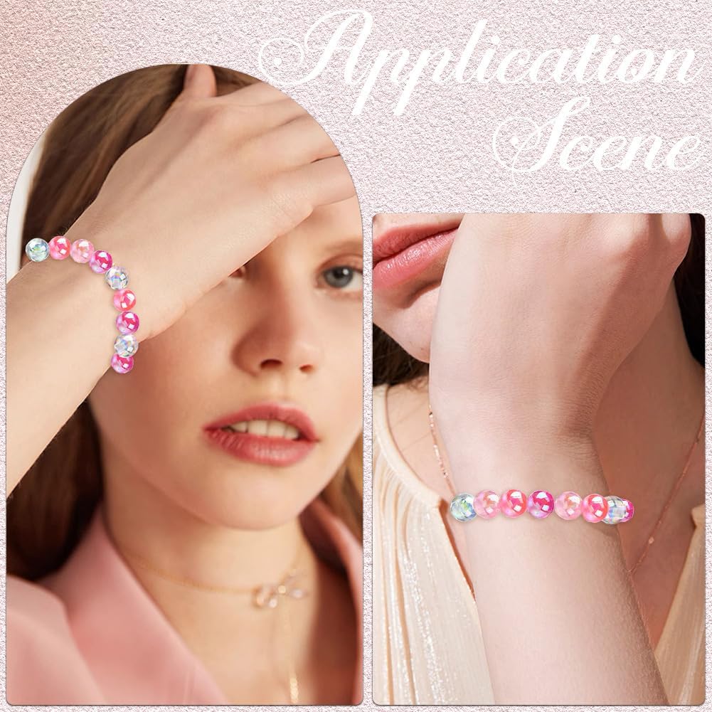 1 Box 8MM 500PCS Pink Round Bubblegum Chunky Bead Glossy Transparent Acrylic Loose Spacer Plastic Beads with Hole Bulk for Jewelry Making Earrings Necklace Bracelet Decor DIY Craft Supply - Image 6