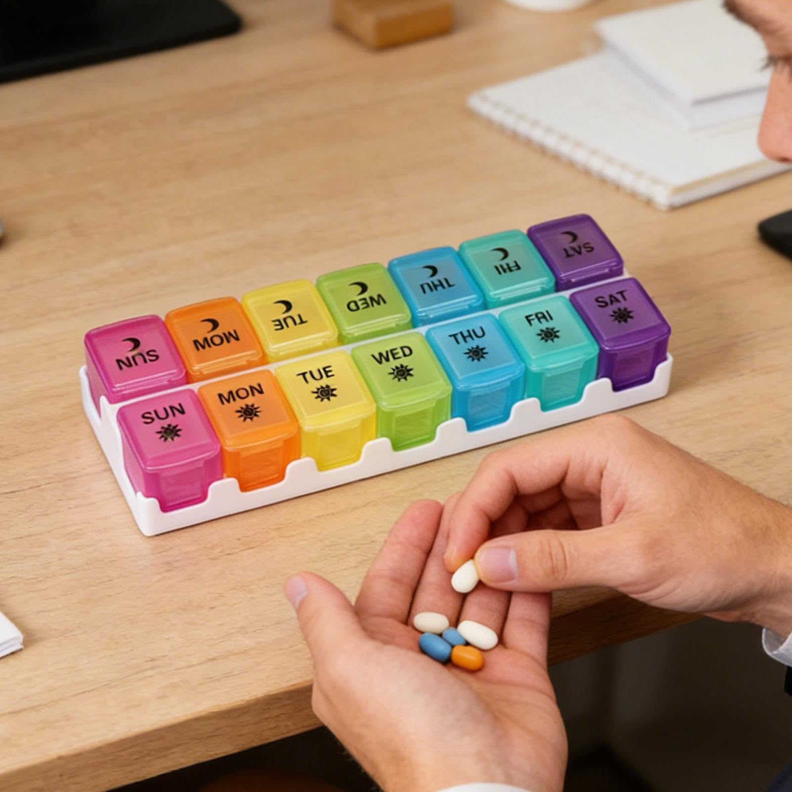 Portapillole Settimanale, 14 Scomparti Staccabili, Portapillole Portatile A Prova Di Umidità Per Mattina E Sera, Due Volte Al Giorno, Per Integratori Giornalieri, Farmaci