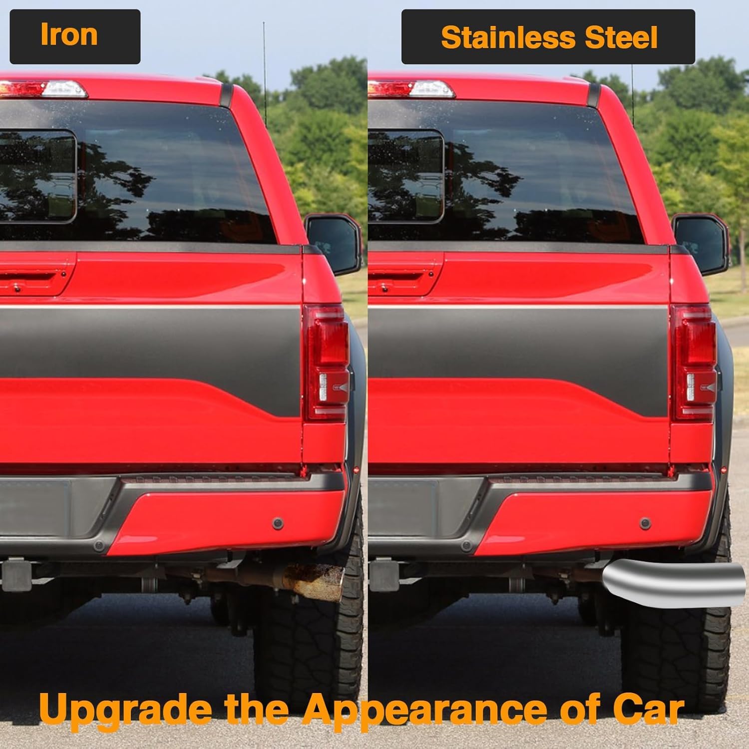 Diesel Exhaust Elbow Tip 304 Stainless Steel Polished Exhaust Pipe Elbow 4”Inlet to 5” Outlet 23" Overall Long Side Exit Exhaust Tip Compatible with Pickup Truck