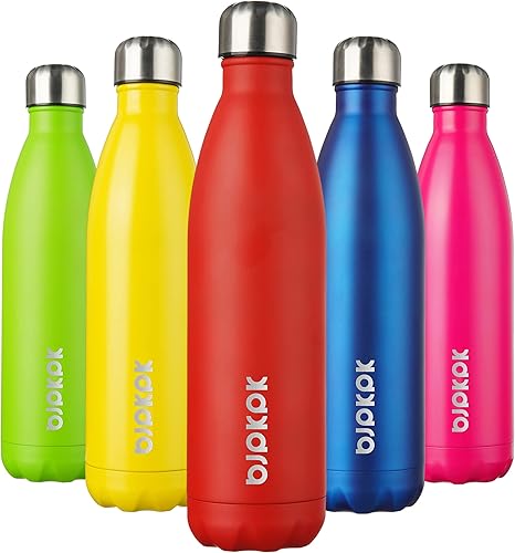 Miniatura 112 de BJPKPK Botellas de agua aisladas de 17 onzas, botellas de agua deportivas de acero inoxidable que mantienen el frío y el calor para viajes, aptas