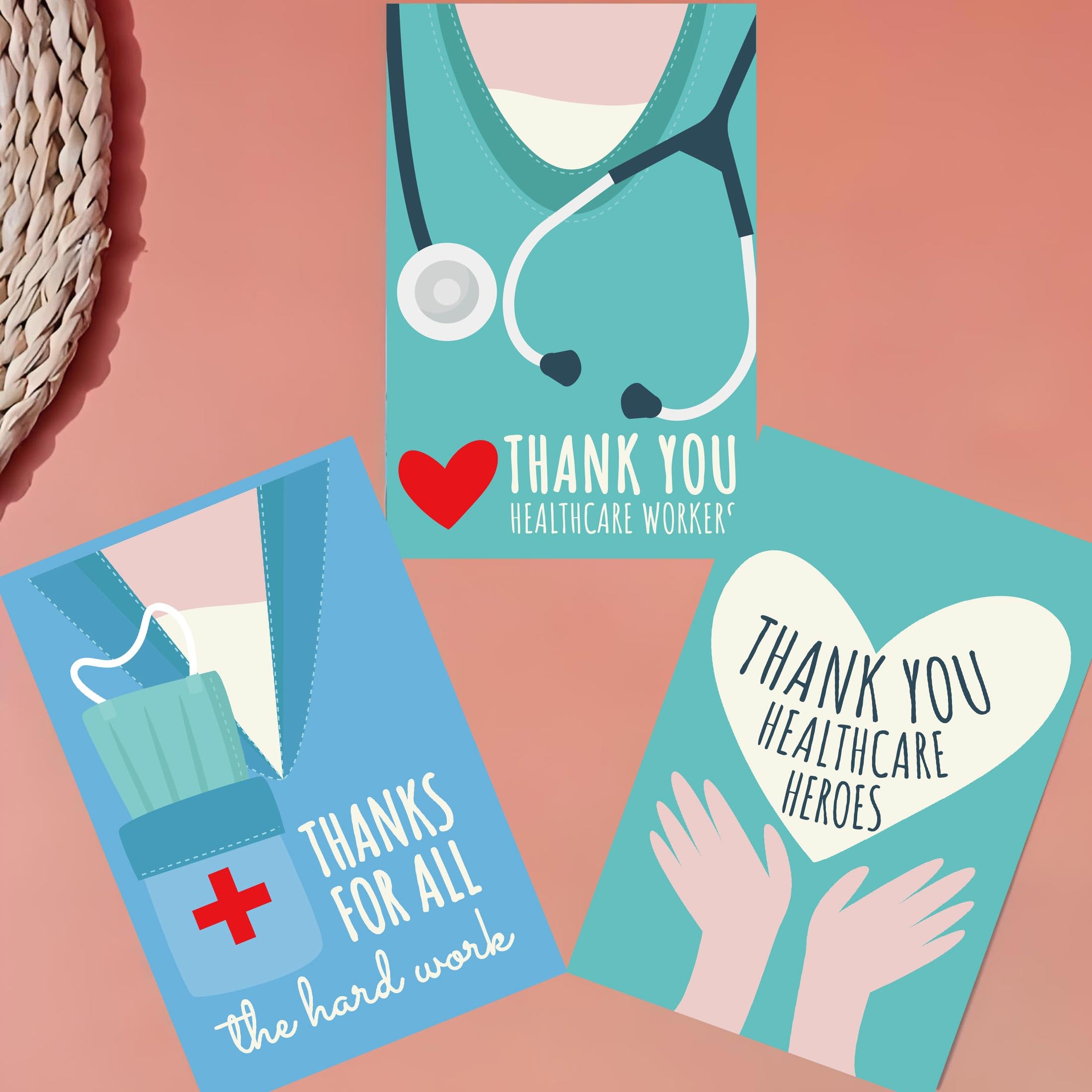 36 Sets Doctor Medical Thank You Cards with Envelopes and Stickers 4 x 6 Inch Nurse-Themed Greeting Cards for Nurses Week Healthcare Workers - Image 4
