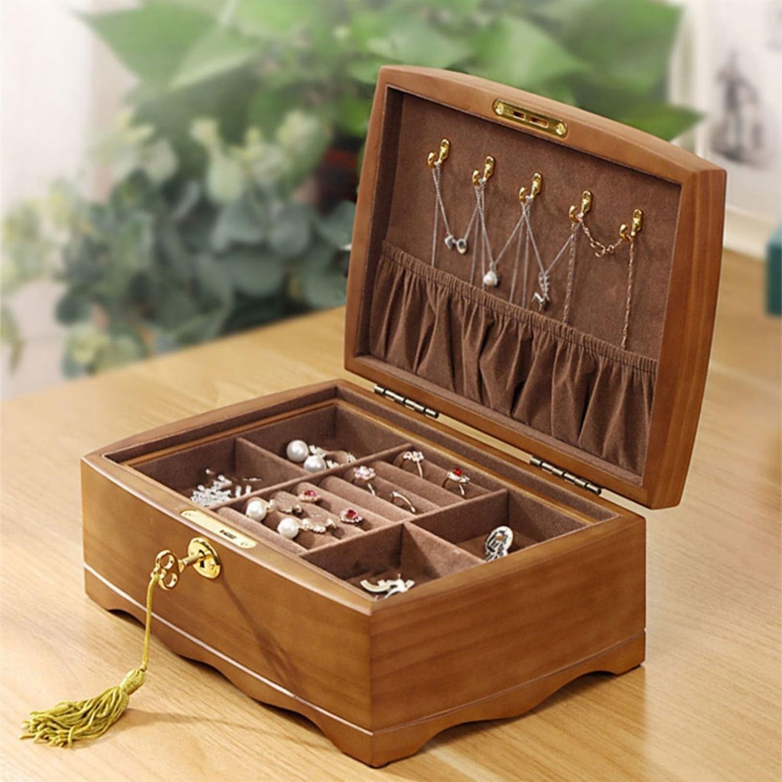 Jewelry Box Organizer Jewelry Box Earrings Earrings Necklace Watch Hand Jewelry Wooden Storage Box Jewelry Organizer Small (A S) (A S)