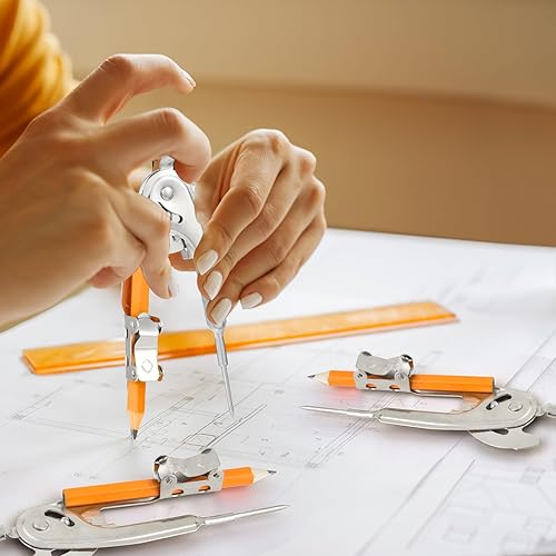 Miniatura 7 de Brújula para geometría, brújula de metal, brújula matemática, brújula de dibujo a granel, brújula de geometría plateada con lápiz para estudiantes,