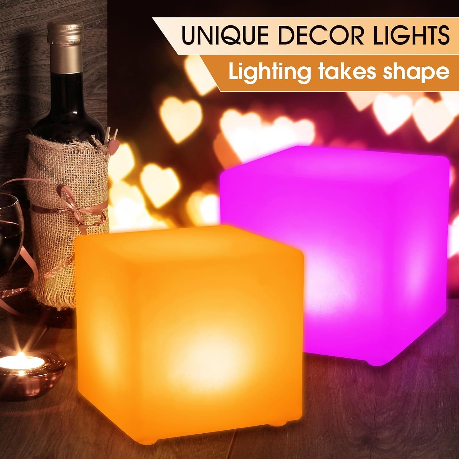 Frienda 4 Pcs Light up Cubes Cool Cosmic Cube Lights 16 Colors LED Mood Lamp Waterproof LED Light Cube for Nursery Home Patio Party Decor (6 Inch)