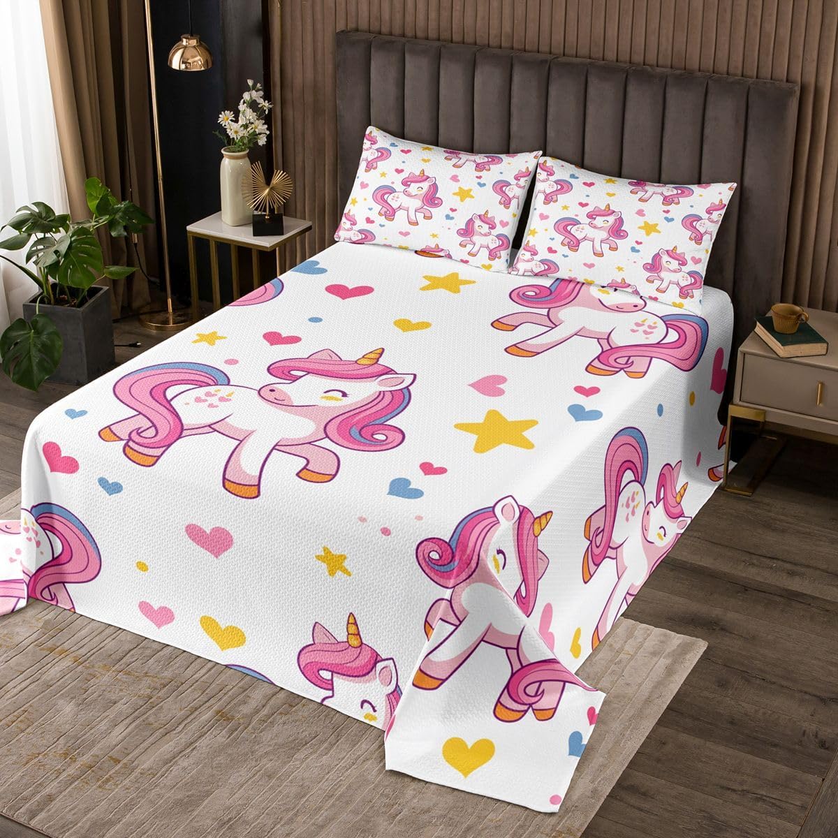 Manfei Ballerina Kids Bedspread Queen Size,Ballet Dancer Butterfly Design Coverlet Set,Teens Women Bedroom Decor,Dreamy Princess Style Quilted Coverlet,Pink White Bedding Quilt,2 Pillowcases