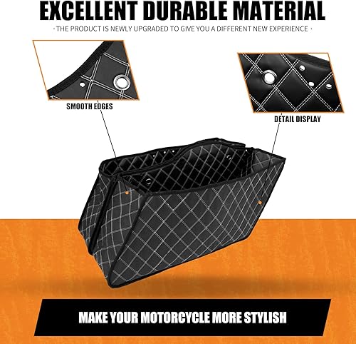 Miniatura 9 de Alforros de alfombra para motocicleta para Harley Touring Road King Road Glide, Road King, Electra Street Ultra Glide Classic 1993-2013 (hilo blanco)