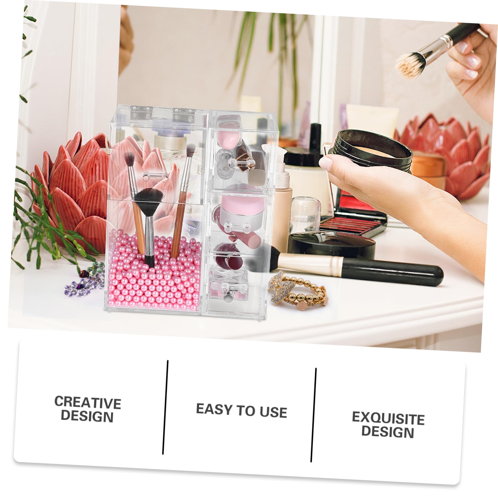 VALICLUD Boîte De Rangement Pour Pinceaux De Maquillage Étui De Voyage Transparent Pour Pinceaux De Maquillage Boîtes De Rangement Pour Cosmétiques Avec Couvercles Conteneurs Pour