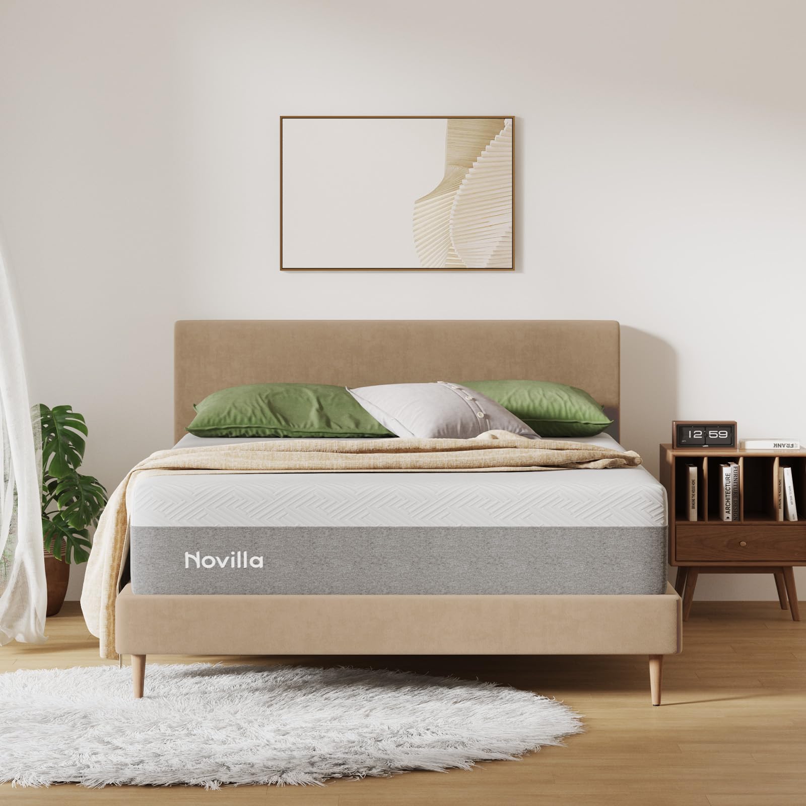 Novilla Queen Size Mattress, 12 Inch Gel Memory Foam Mattress for Cool Night & Pressure Relief, Medium Plush Feel with Motion Isolating, BlissOEKO-TEX STANDARD 100