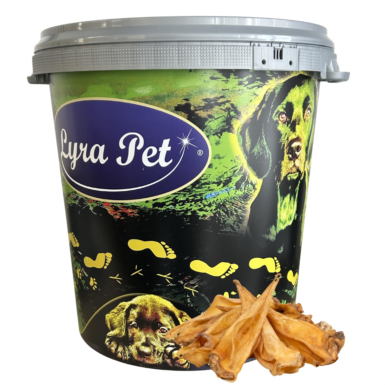 Lyra Pet® 100 Rinderohren getrocknet ca. 3 kg in 30 L Tonne Kausnack Hunde | Naturbelassenes Leckerli - Ideal für die Zahnpflege - Gut verdaulicher Kauartikel - Proteinhaltiges fettarmes Hundefutter
