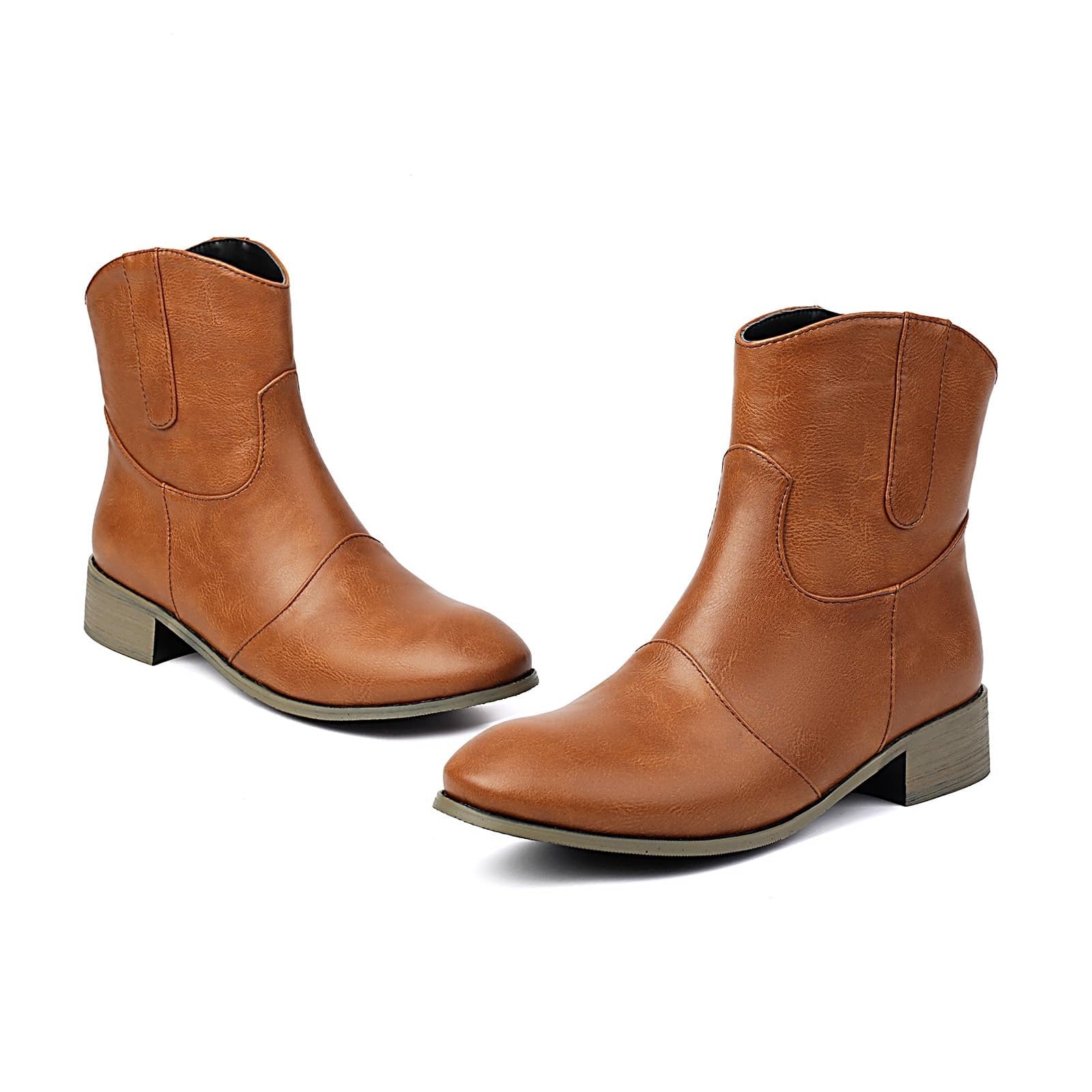 Cocila Botas Vaqueras De Media para Mujer, Modernas Punta Redonda Y Tacón Grueso, Botines Campestres Otoño, Invierno Primavera. Altas Cordones Mujer Piel Impermeables Nieve Tacon Ancho Negras