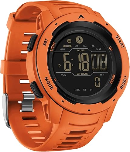 Miniatura 8 de Reloj digital para hombre, impermeable, podómetro, reloj deportivo, contador de pasos, calorías, reloj militar con cronómetro, alarma,