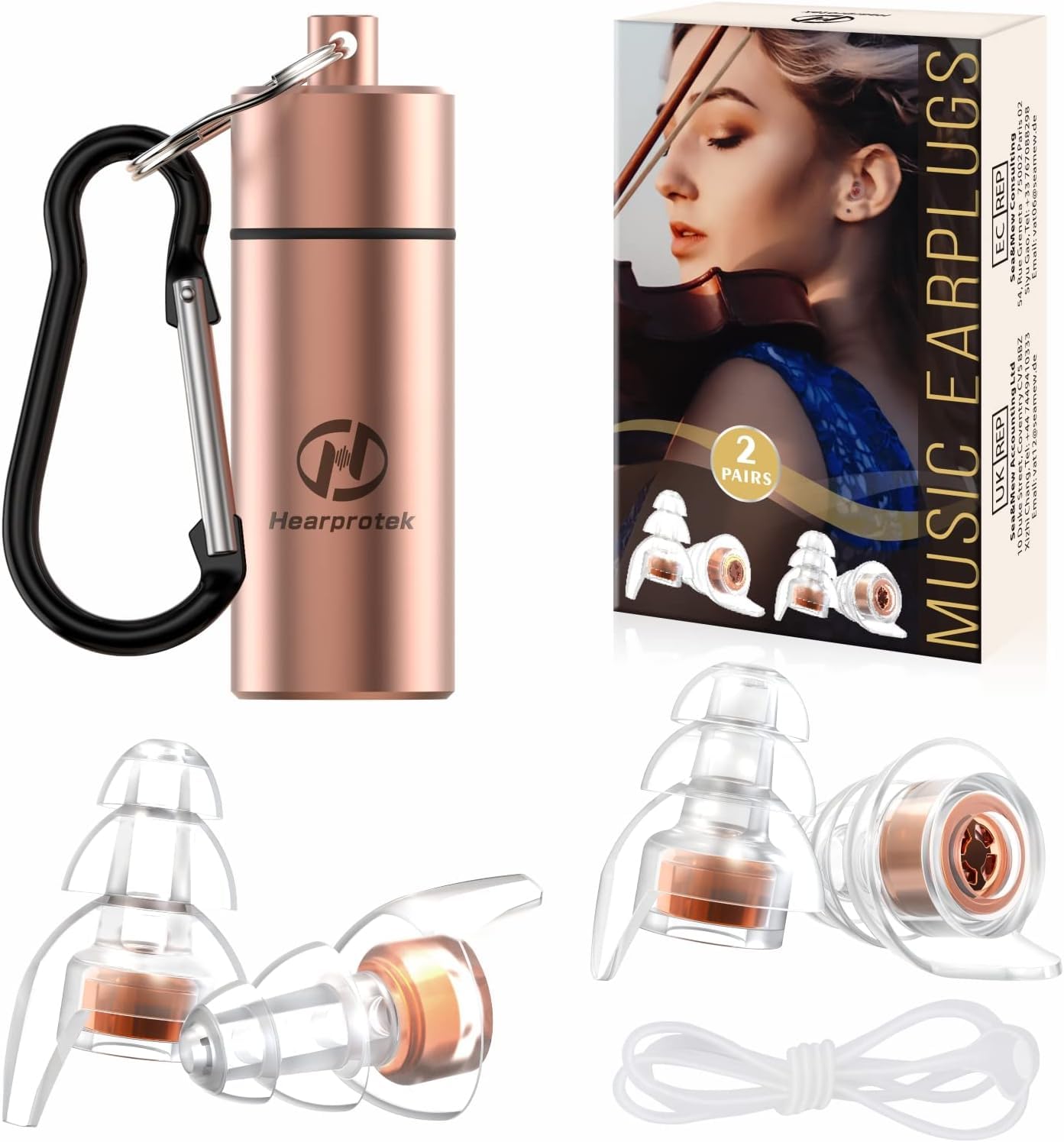 Hearprotek Bouchons D'Oreilles Anti-Bruit 23dB - Pour Concerts, Musique Et Sommeil, Taille M Iridescente