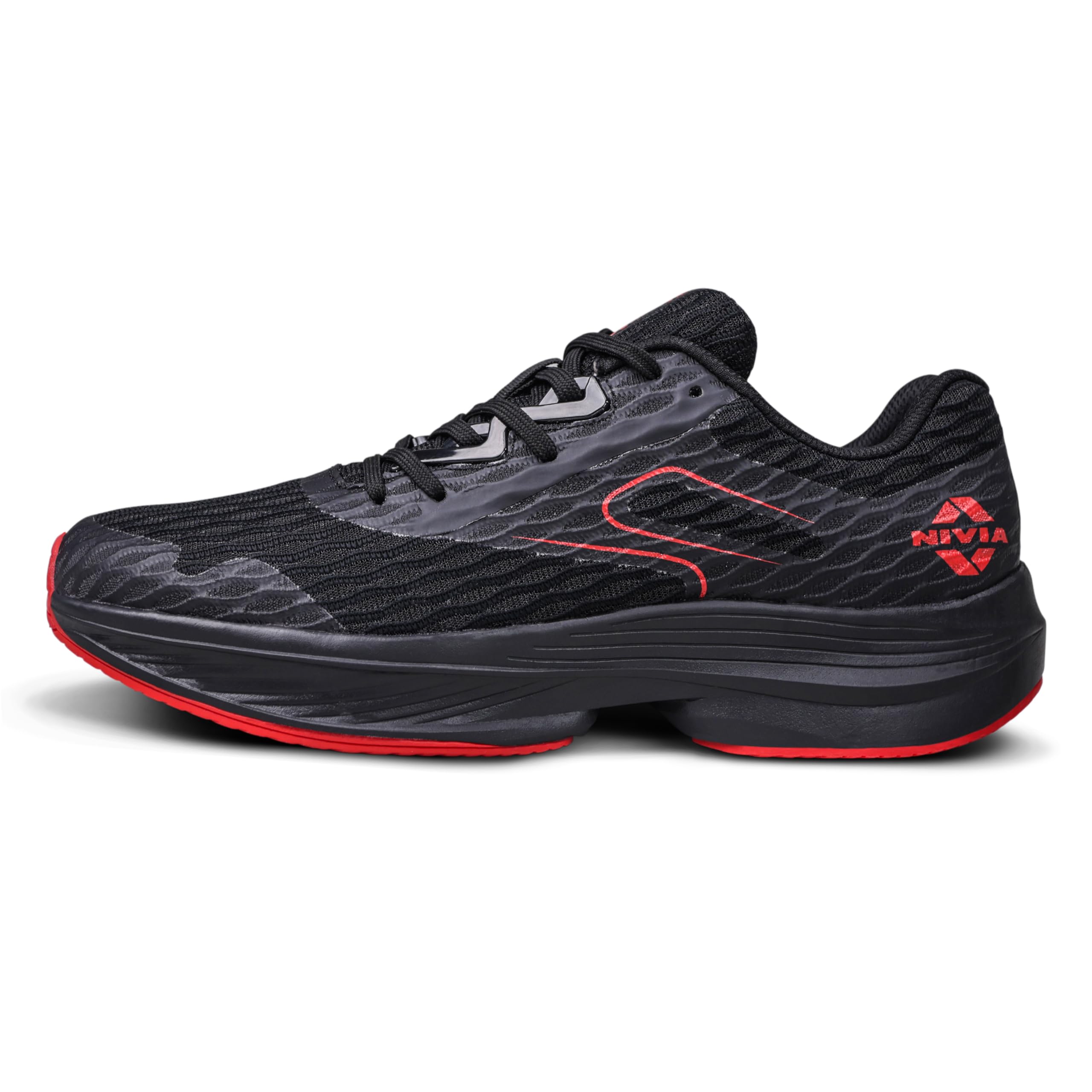 Nivia Breeze Training Shoes for Men, Lightweight Lace‑Up Knit Upper, Duo‑Foam Comfort Midsole, Textured Rubber Outsole, Ideal for Gym, Running & Cross‑Training, Black-UK08