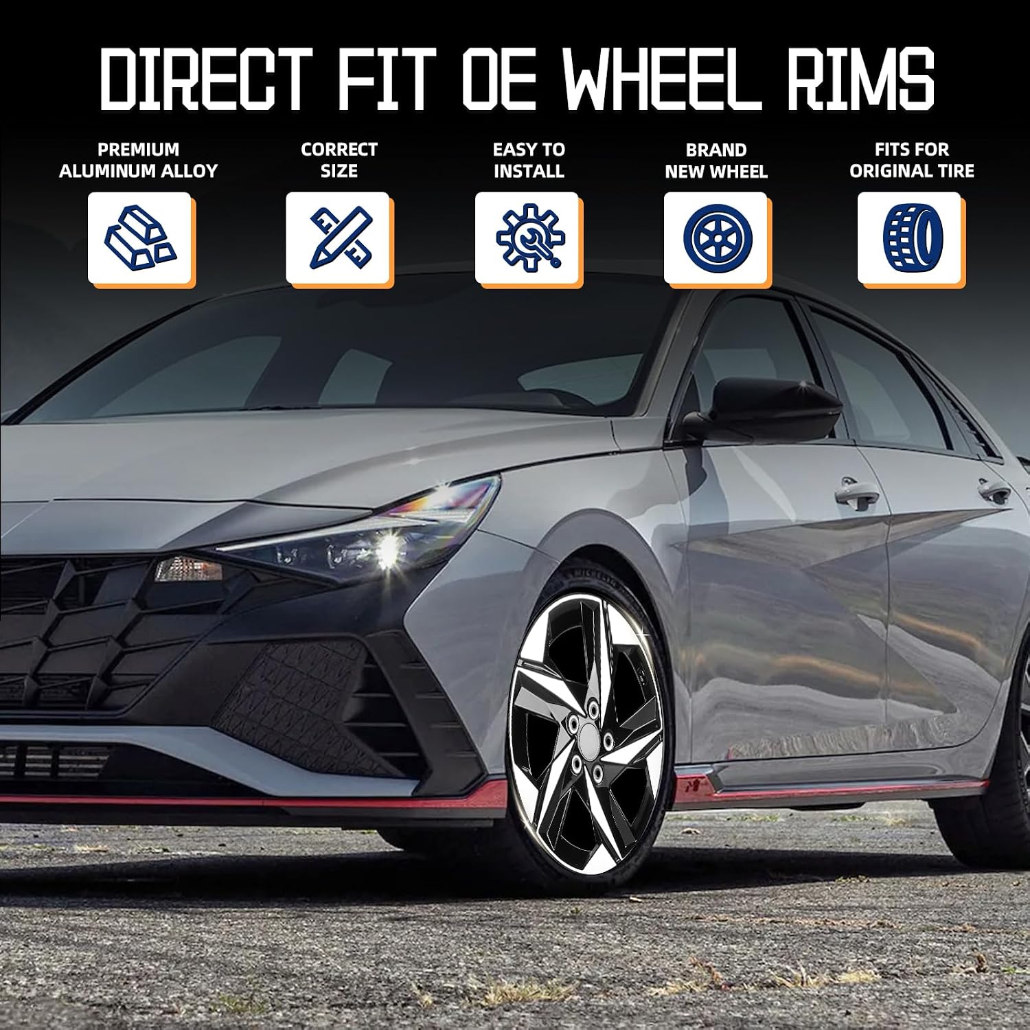New Replacement Rim 17"x7" Silver Premium Aluminum Alloy Wheel Rims Fit for Hyundai Elantra 2021 2022 2023, Direct Fit and OE Stock Specs 17x7 inch Rim