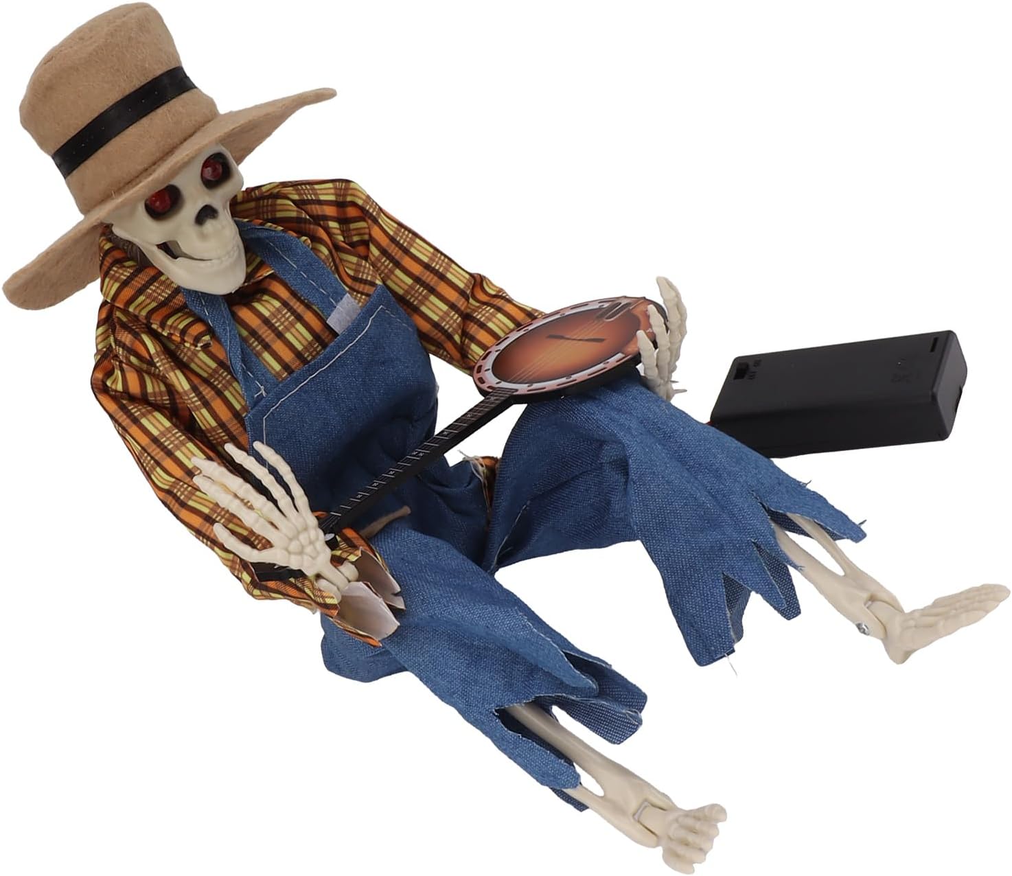 Halloween Cowboy Skull Statue, Luminous Eyeball Lightweight Simulation Details Halloween Cowboy Skeleton Figures for Study 2 pack