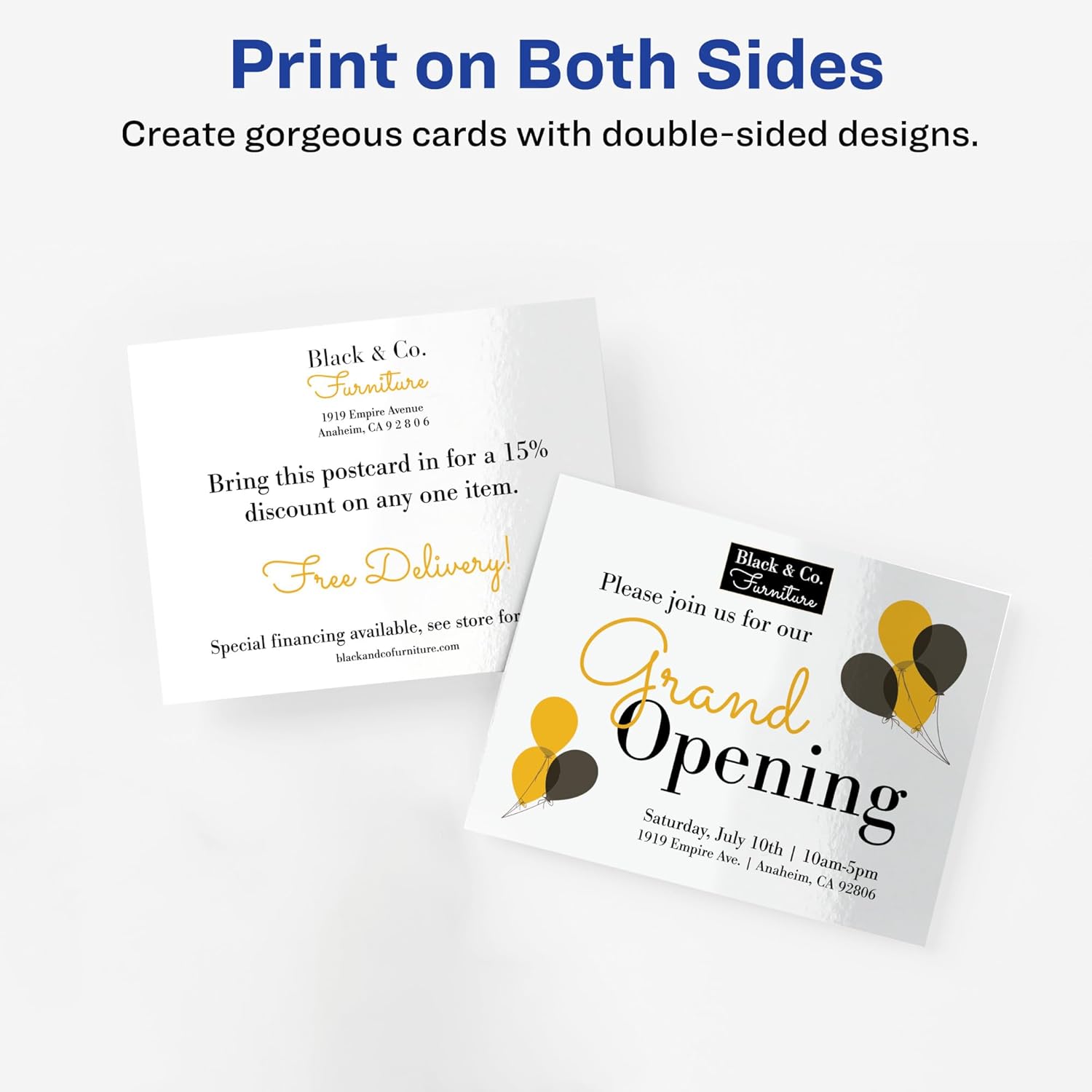 Avery Printable Postcards, 4.25" x 5.5", Glossy White, 100 Blank Postcards for Inkjet and Laser Printers (8383)