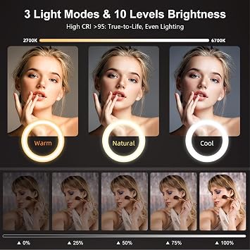 Upgrade Ring Light with Tripod Stand & Phone Holder Desk, Evershop 10.5 Ringlight Laptop Video Conference Calls Streaming Circle Halo Light CRI>95 for Makeup, Zoom, Filming, Webcam, Youtube, Tiktok