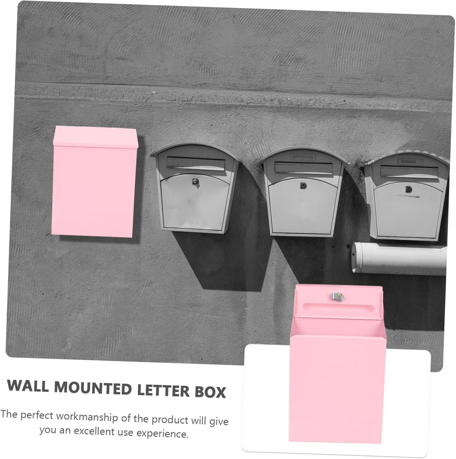 SECFOU Wall-Mounted Iron Mailbox with Lock, Creative Pink Suggestion Box for Household and Office, Multi-Function Mail Collection Box Accessory