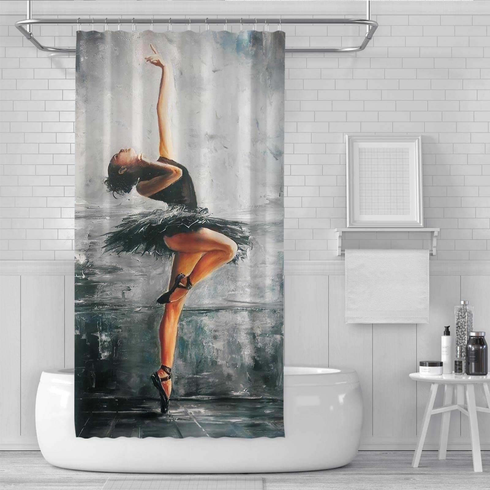 Elegante cortina de ducha hermosa bailarina falda de tela de baño cortina para bañera incluyen 12 ganchos que protegen la privacidad cortinas de ducha 200x180 cm