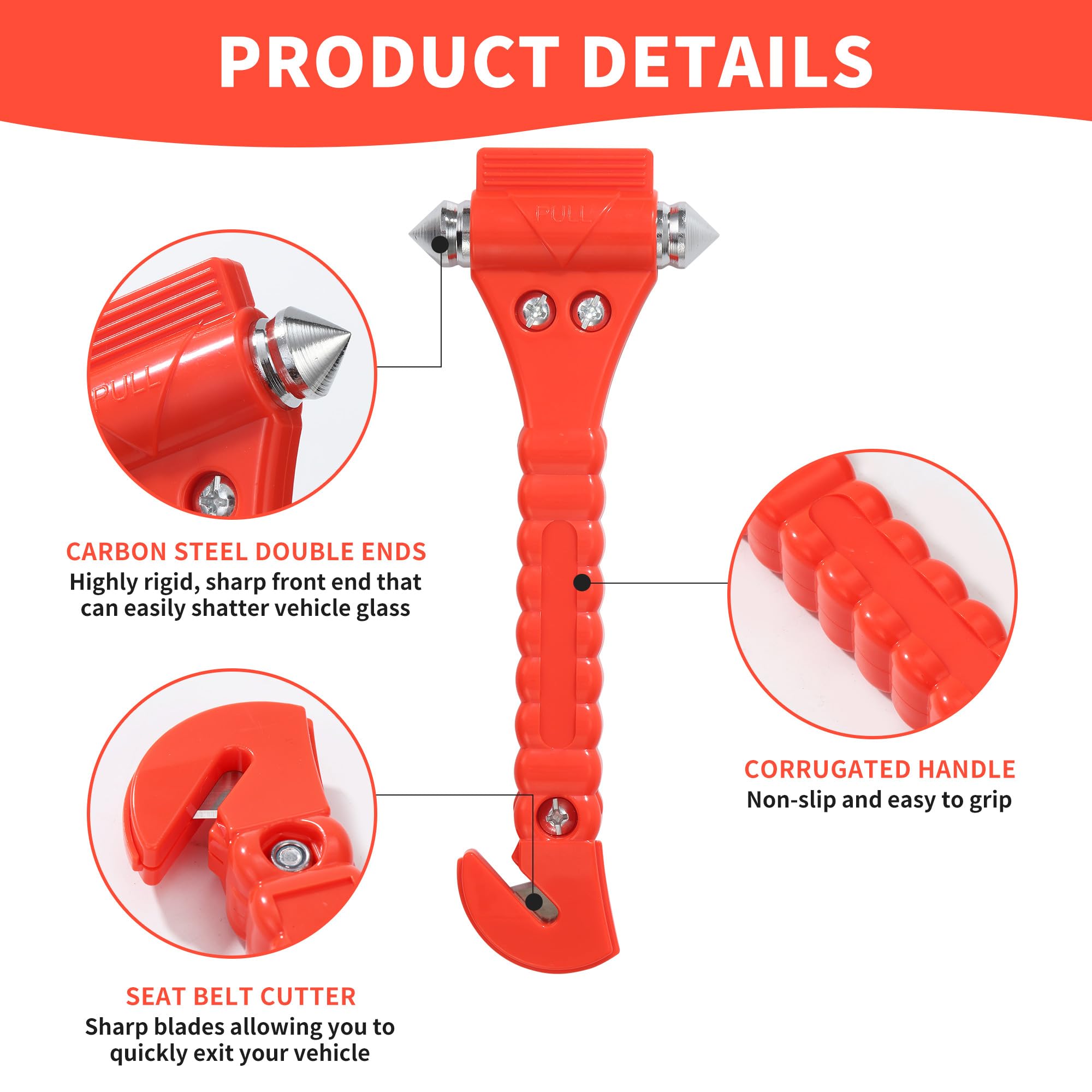 Miosugo Autoscheiben Zertrümmerer & Gurtschneider - 2in1 Nothammer Für Auto & Bus