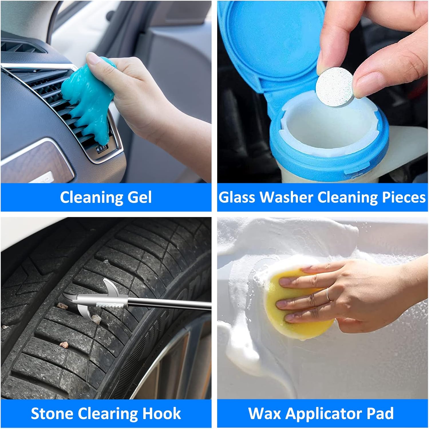 AUTODECO 39Pcs Car Cleaning Wash Kit Interior Detailing Cleaner Kit with High Power Handheld Vacuum, Brush Set, Windshield Tool, Duster, Towels, Tire Brush, Complete Car Care Tools, Blue