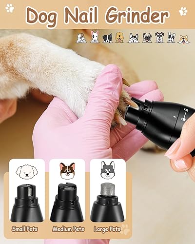 Miniatura 5 de Cortaúñas 4 en 1 para cortar patas, kit de cortadora de patas recargable USB-C para perros con dos velocidades, afeitadoras inalámbricas para