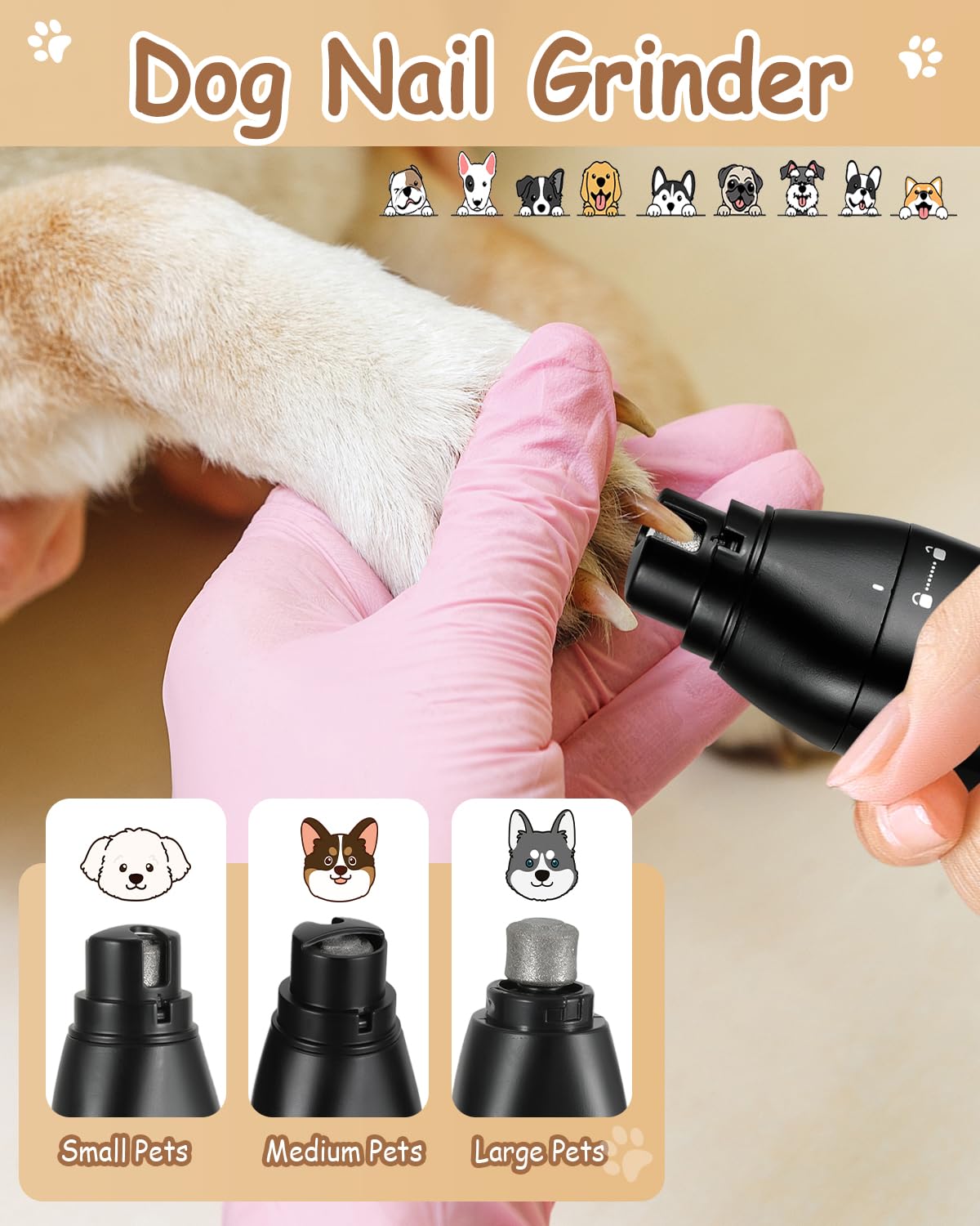 Tondeuse 4 en 1 pour chien pour toilettage de pattes, kit de toilettage pour chien rechargeable USB-C avec deux vitesses, rasoir sans fil pour poils épais pour caniche, petits animaux de