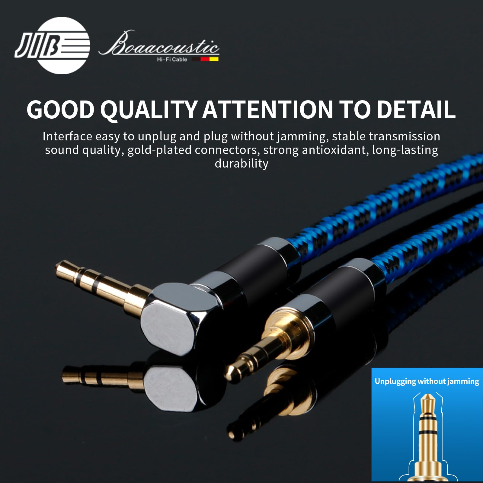 BOAACOUSTIC JIB 3,5mm klinkenkabel, Aux Kabel,Audio Kabel, Stereo Klinke auf Klinke Kopfhörerkabel für iPhone,iPod,IPad,Echo Dot,Sony & mehr 5m
