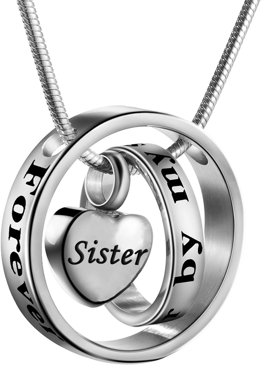 Cremation Jewelry No Longer By My Side, Forever In My Heart Carved Locket Memorial Necklace Keepsake Urn Pendant