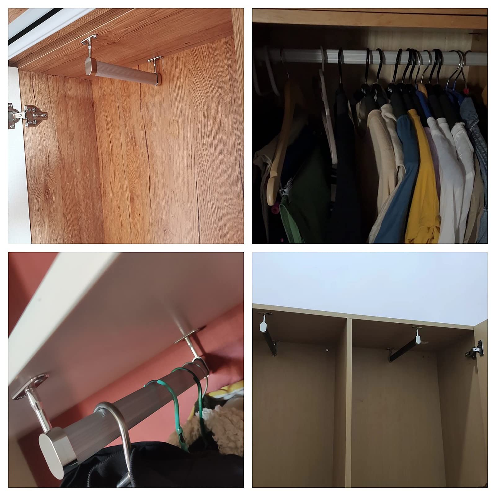 Regulowany drążek do szafy organizer bar srebrny stop aluminium wiszące pręty na ubrania do cięcia 11,8 140 cm długi owalny drążek do odzieży do przedszkola/domu/hotelu/biura z zestawem wsporników