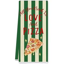 Funny Green Red Italian Pizza Kitchen Towels,Pizza Gifts for Women Men Cook Chef,Funny Italian Party Dish Hand Towels Decor for Kitchen Women Men Party Cooking Lovers,16X24 Inch