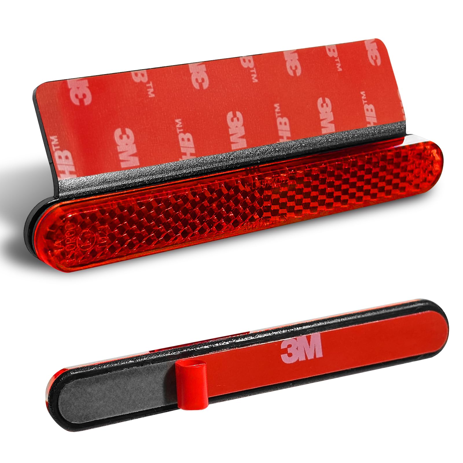 polarmotor Reflektor Motorrad Rückstrahler Gebogen E4-Geprüft Schmal 101 * 13 * 6mm Rot Katzenaugen Selbstklebend 2 Stück