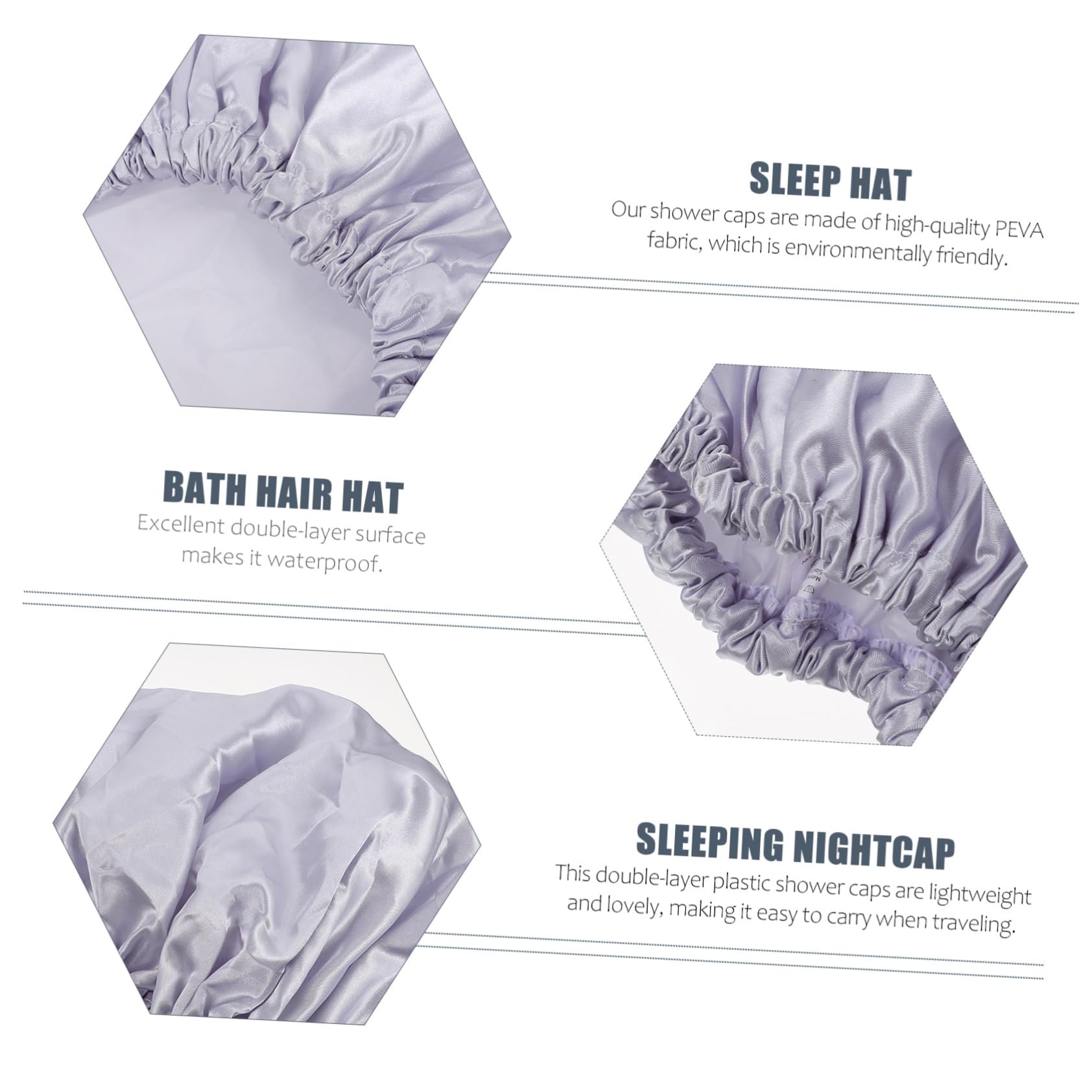WOONEKY 3 piezas Gorro de Ducha Doble Eva Pack Unidades Rosa Gris Multiusos para Baño y Dormir Ligero y Portátil para Cabello