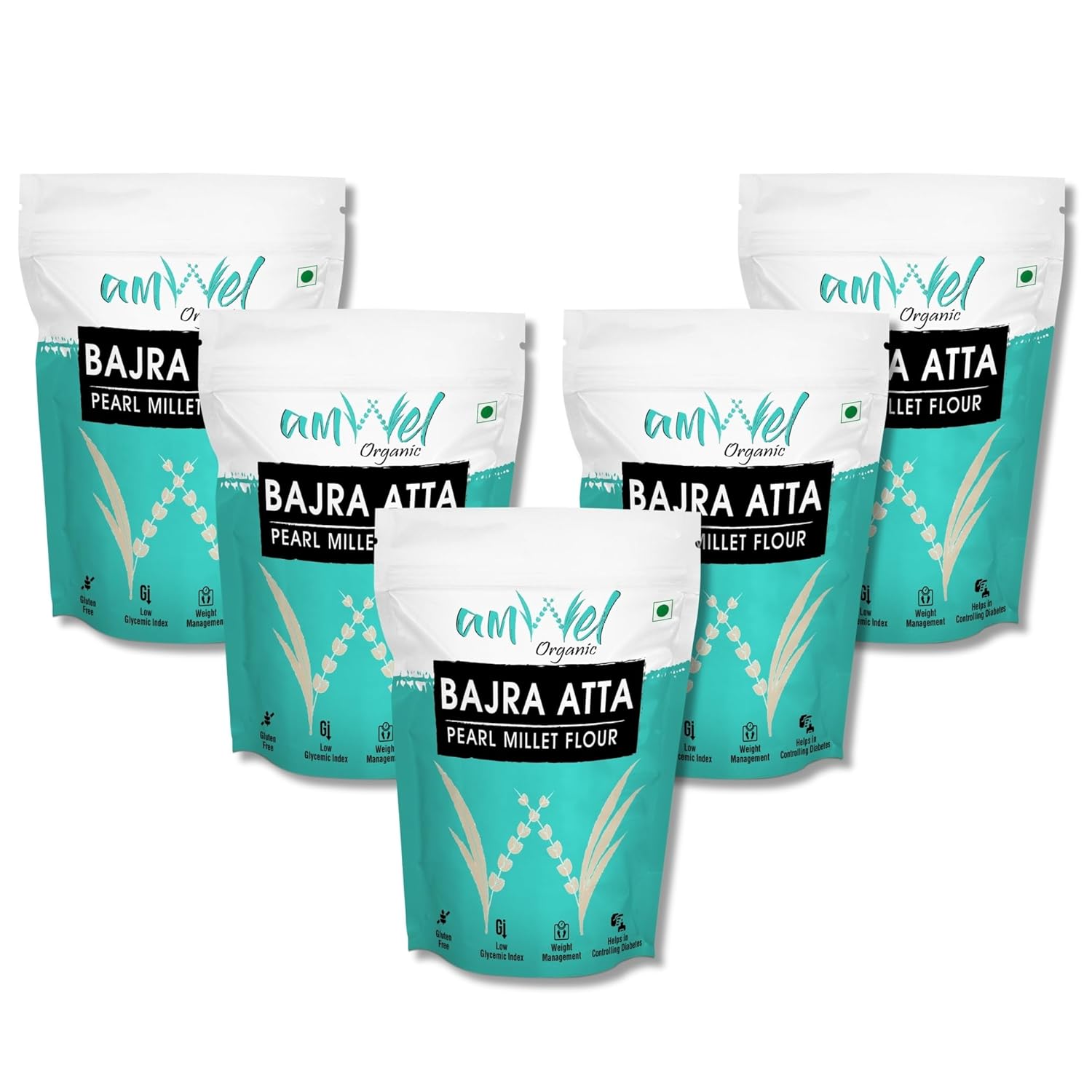 Amwel Organic Bajra Atta Pearl Millet Flour 450g x 2pc Gluten