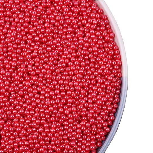 Red Sprinkles - Perlas comestibles para pasteles, 4.6 onzas, chispas de galletas, perlas de azúcar, perlas de caramelo comestibles para decoración