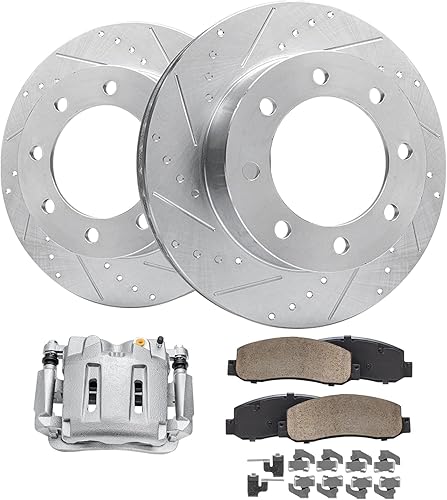 Miniatura 27 de Detroit Axle - Kit de freno delantero para Ford Explorer Mercury Mountaineer 2002-2005 Bujes de rodamiento de rueda perforados y ranurados rotores