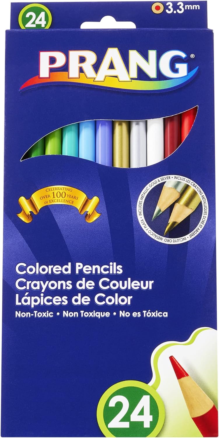 PRANG Thick Core Colored Pencils, 3.3 Millimeter Cores, 7 Inch Length, Assorted Colors, 12 Count (22120) : Toys & Games